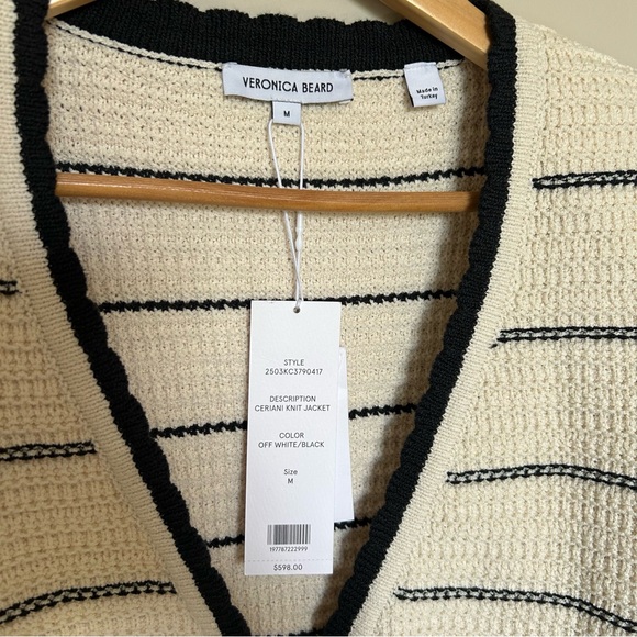 Veronica Beard Ceriani Knit Jacket in Off-White/Black - Picture 7 of 14